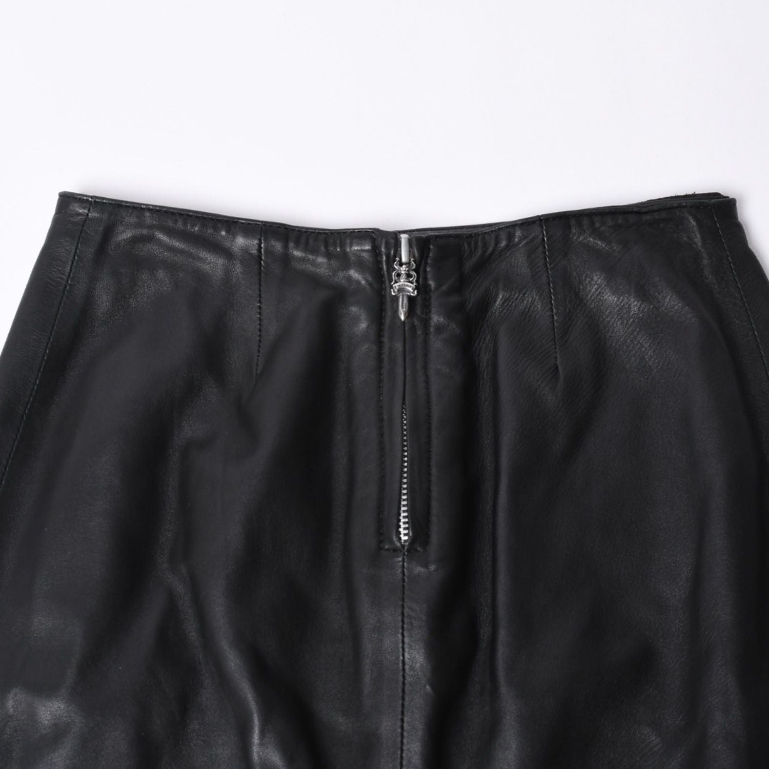 Chrome Hearts Half Dagger Zip Leather Skirt 26 Black 925 Sterling Silver — view 3