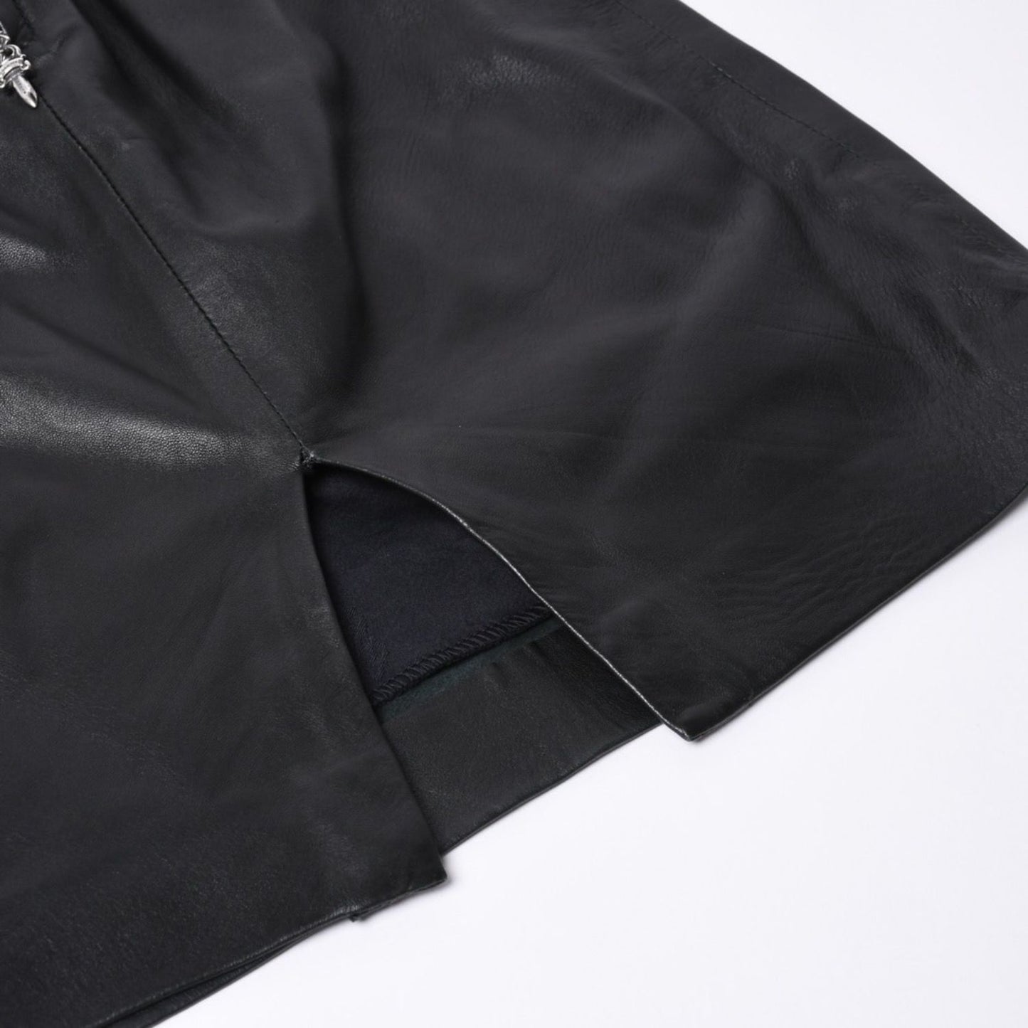 Chrome Hearts Half Dagger Zip Leather Skirt 26 Black 925 Sterling Silver — view 8