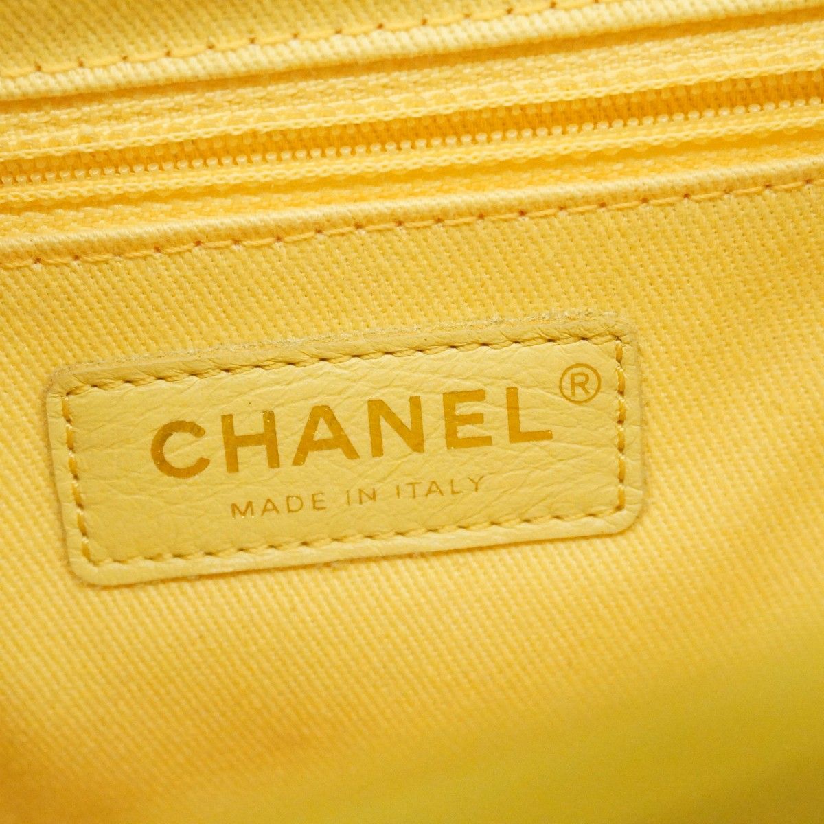 Chanel Handbag Quilted Affinity Caviar Leather Yellow Champagne Gold 2-Way — view 5