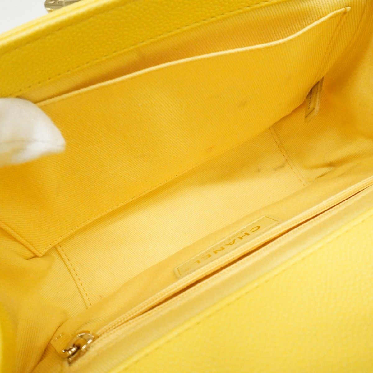 Chanel Handbag Quilted Affinity Caviar Leather Yellow Champagne Gold 2-Way — view 4