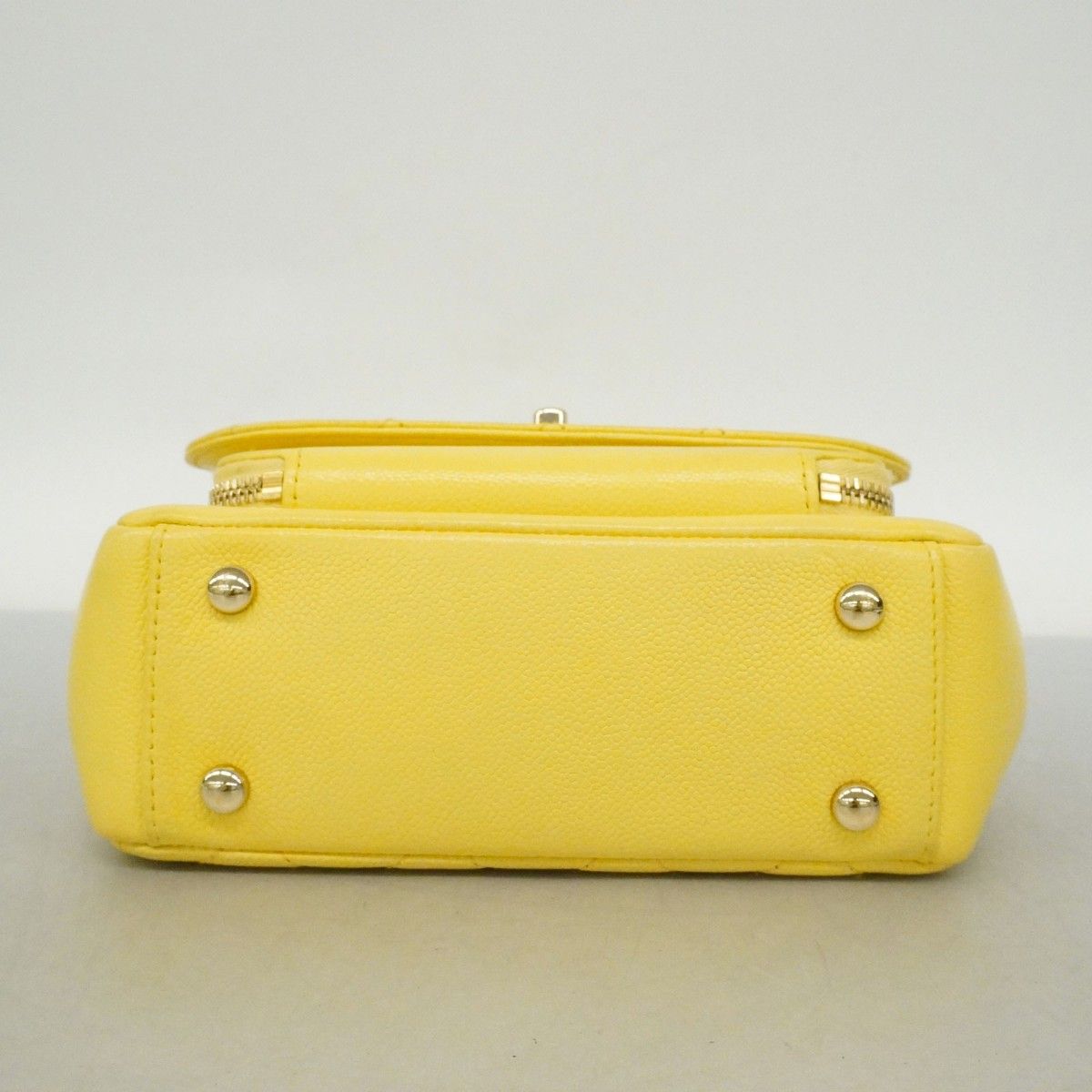 Chanel Handbag Quilted Affinity Caviar Leather Yellow Champagne Gold 2-Way — view 3