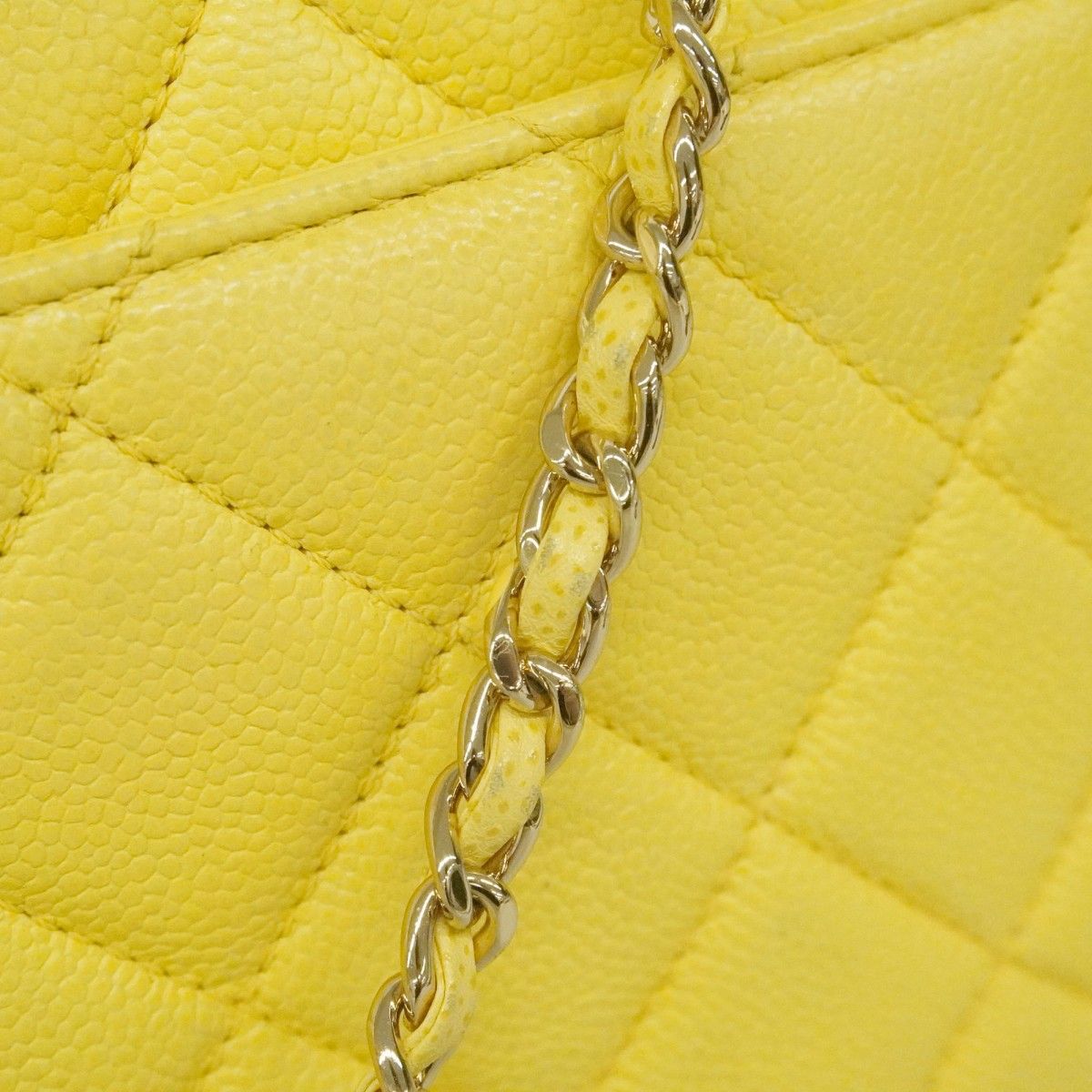 Chanel Handbag Quilted Affinity Caviar Leather Yellow Champagne Gold 2-Way — view 8