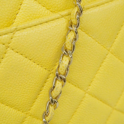 Chanel Handbag Quilted Affinity Caviar Leather Yellow Champagne Gold 2-Way — view 8