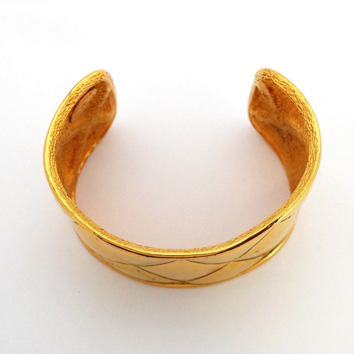 Chanel Bangle Vintage CC Logo Quilted Gold Plated Bracelet — view 3