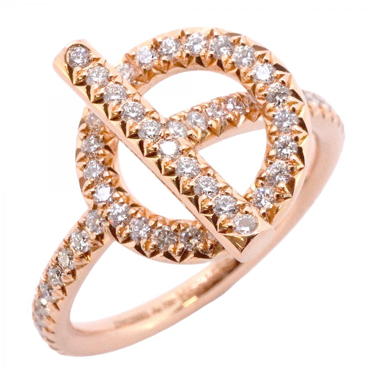 Hermes Ring Echappee PM 18k Pink Gold Diamond