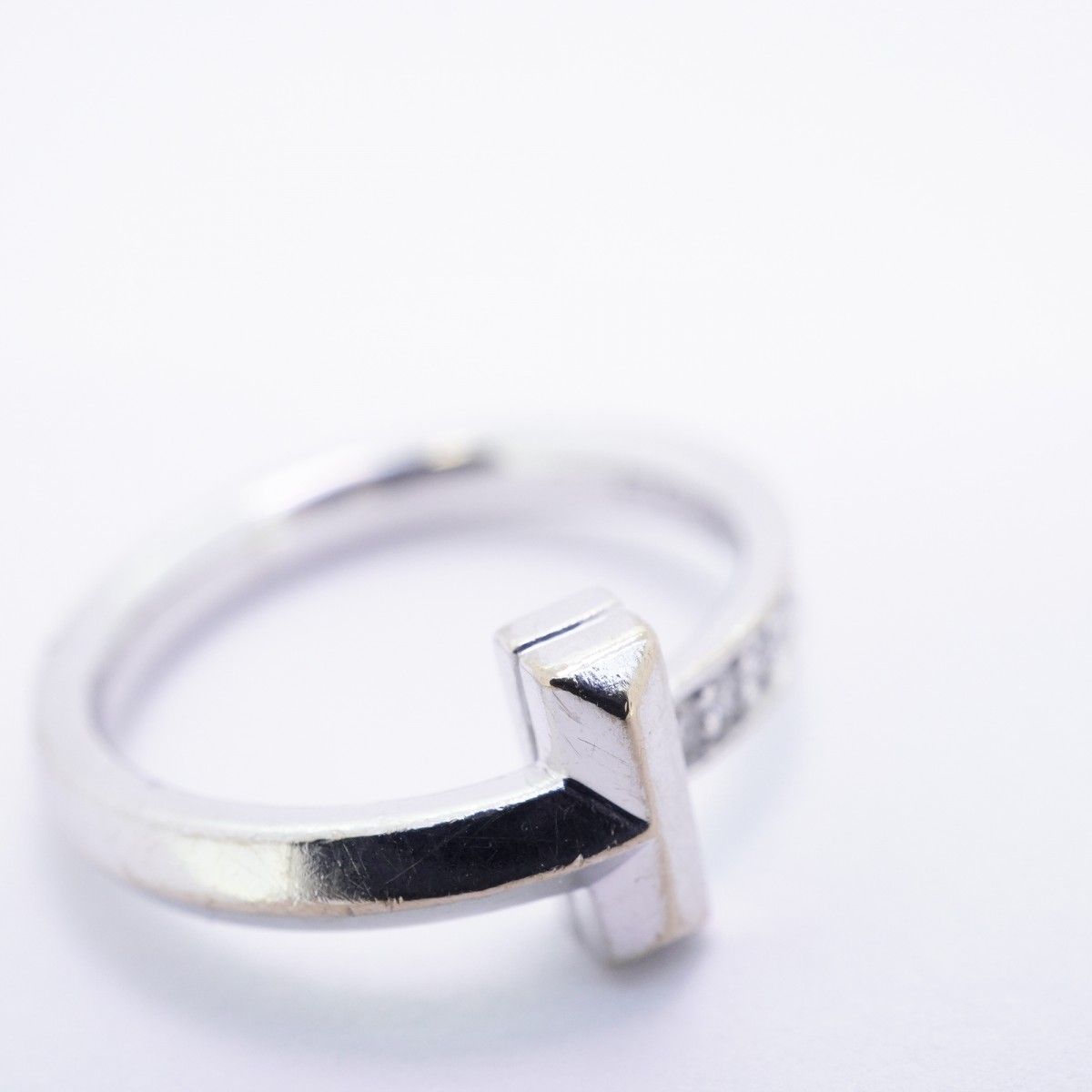 Tiffany & Co Ring T One 18k White Gold Diamond — view 8