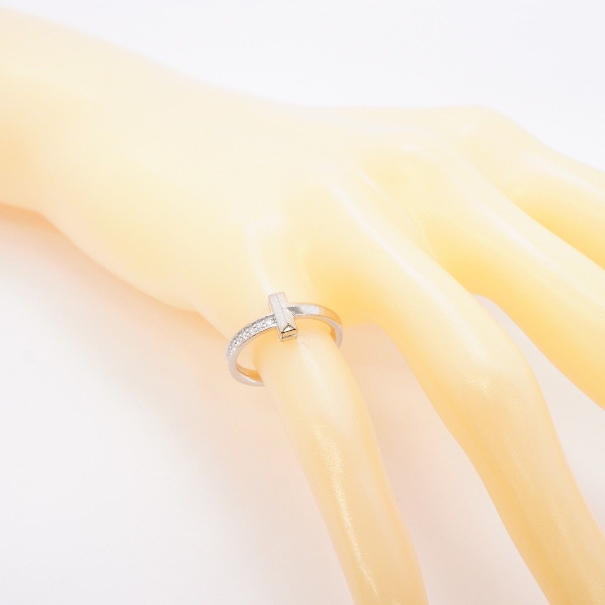 Tiffany & Co Ring T One 18k White Gold Diamond — view 6