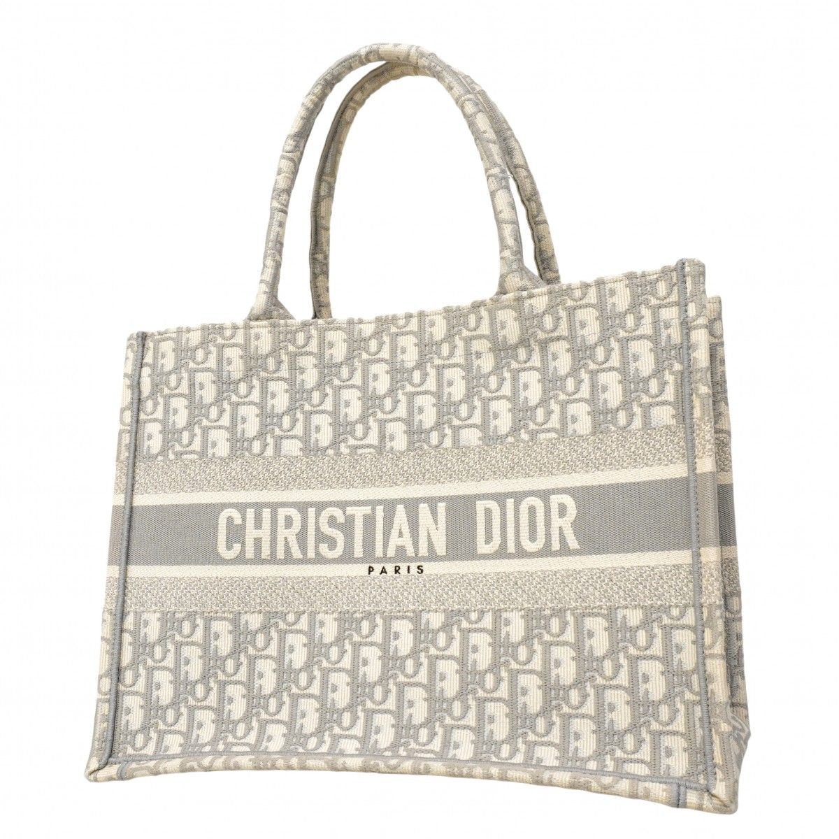Dior Tote Book Canvas Gray White