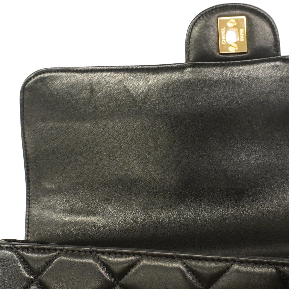 Chanel Shoulder Bag Quilted Face Lambskin Black Gold — view 8