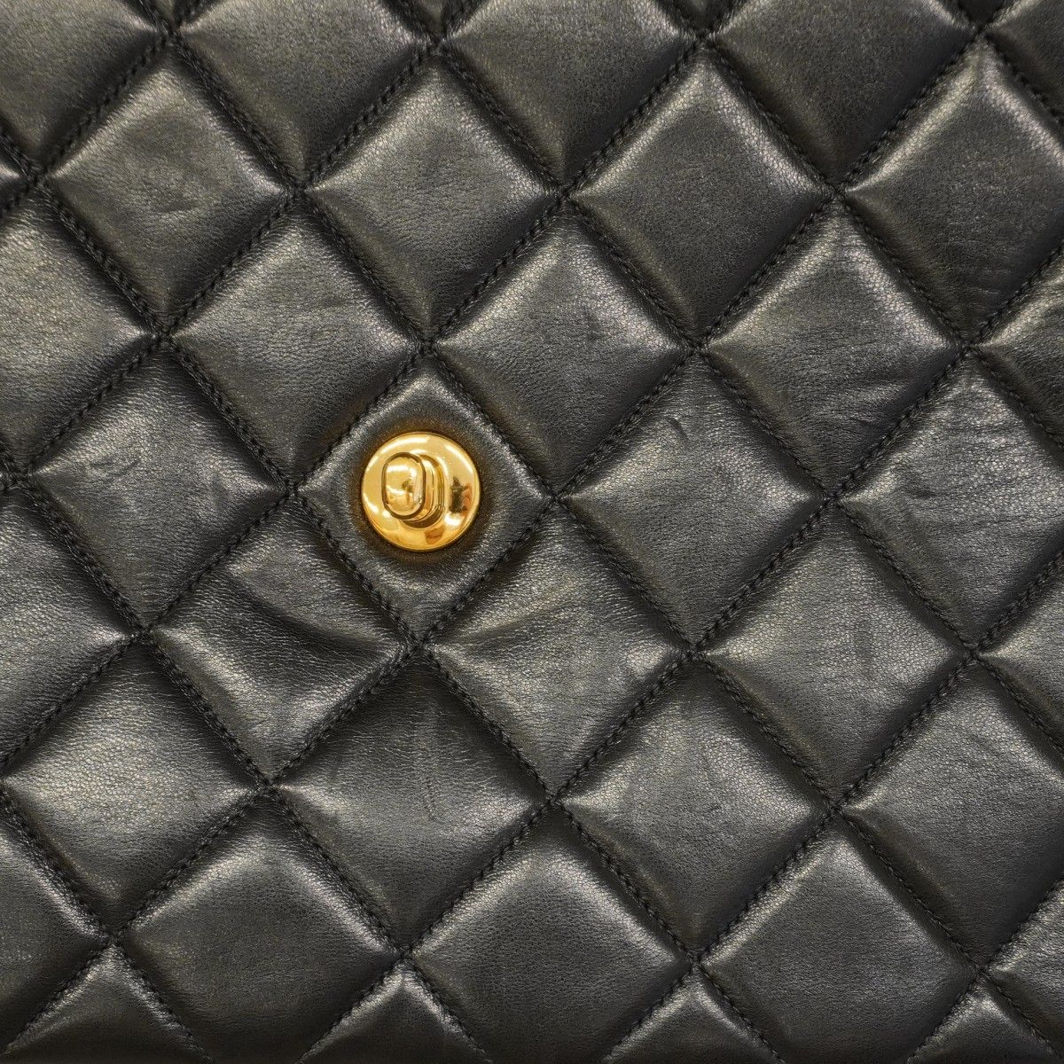 Chanel Shoulder Bag Quilted Face Lambskin Black Gold — view 7