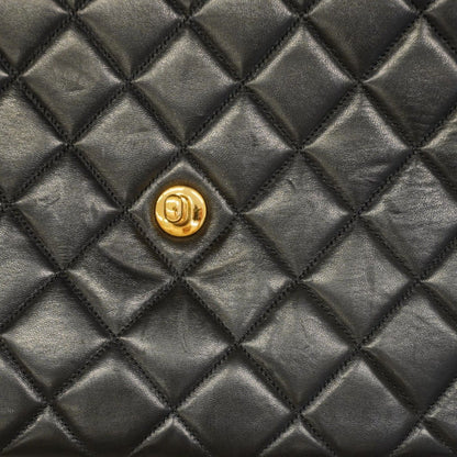Chanel Shoulder Bag Quilted Face Lambskin Black Gold — view 7