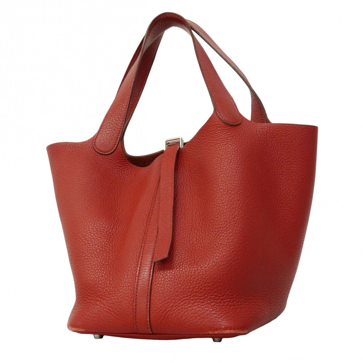 Hermes Handbag Picotin MM Taurillon Novijo Rouge Ash Silver