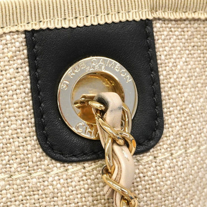 Chanel Tote Deauville Canvas Gray Black Champagne Gold — view 7