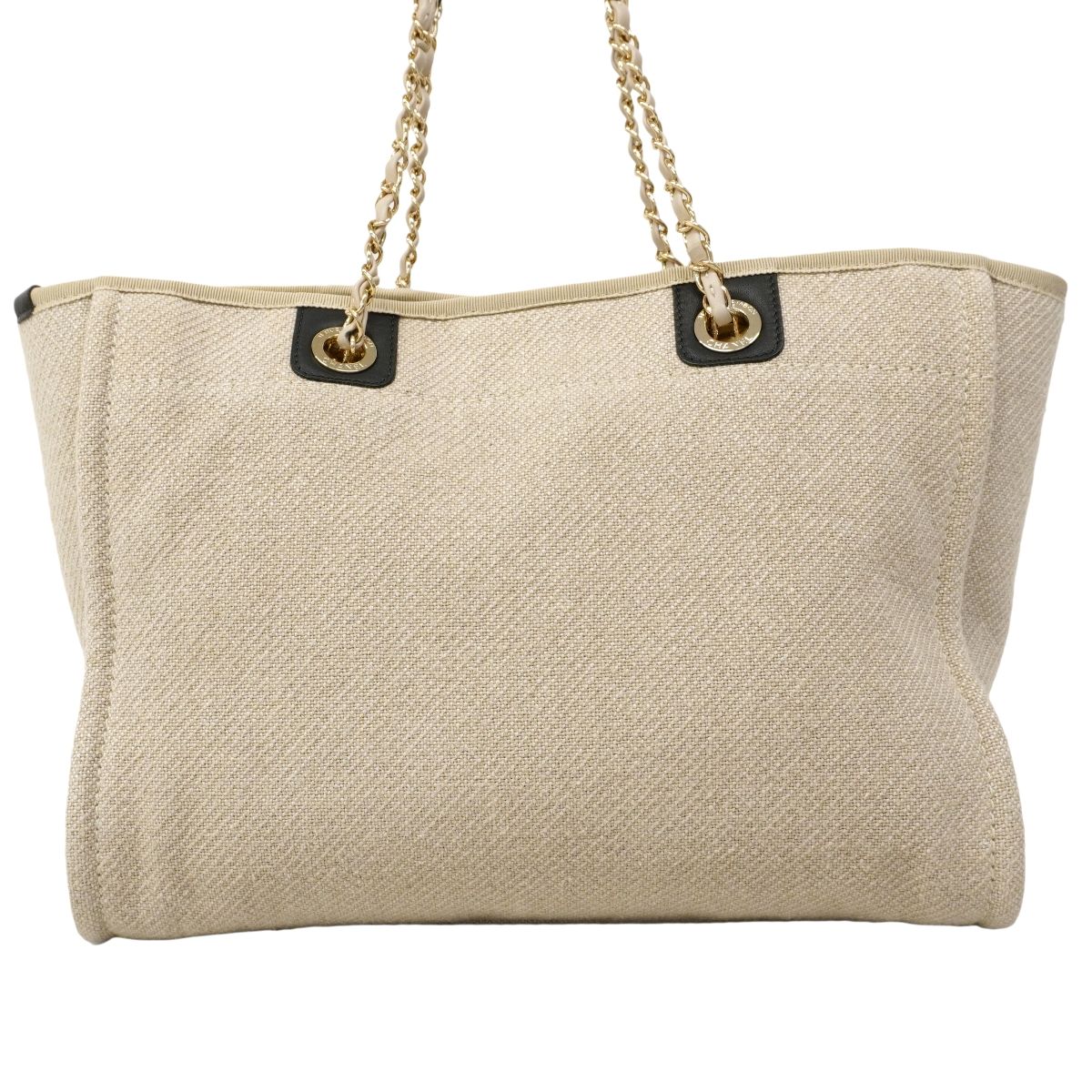 Chanel Tote Deauville Canvas Gray Black Champagne Gold — view 9