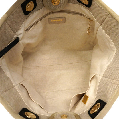 Chanel Tote Deauville Canvas Gray Black Champagne Gold — view 4