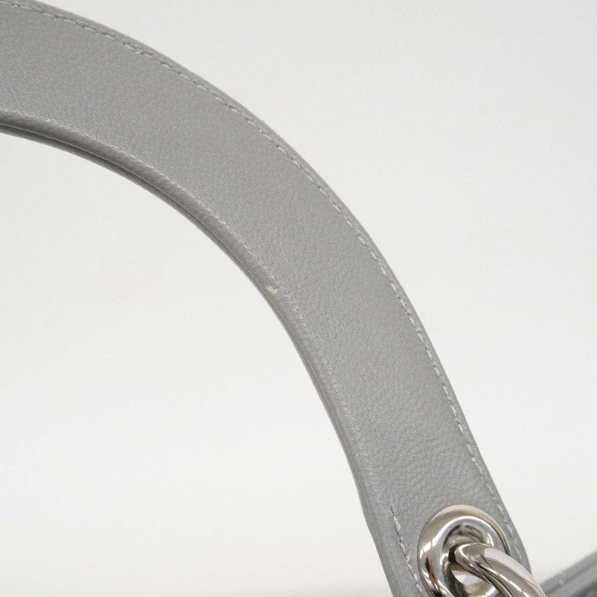 Dior Handbag Cannage Lady Leather Gray Silver 2-Way — view 8