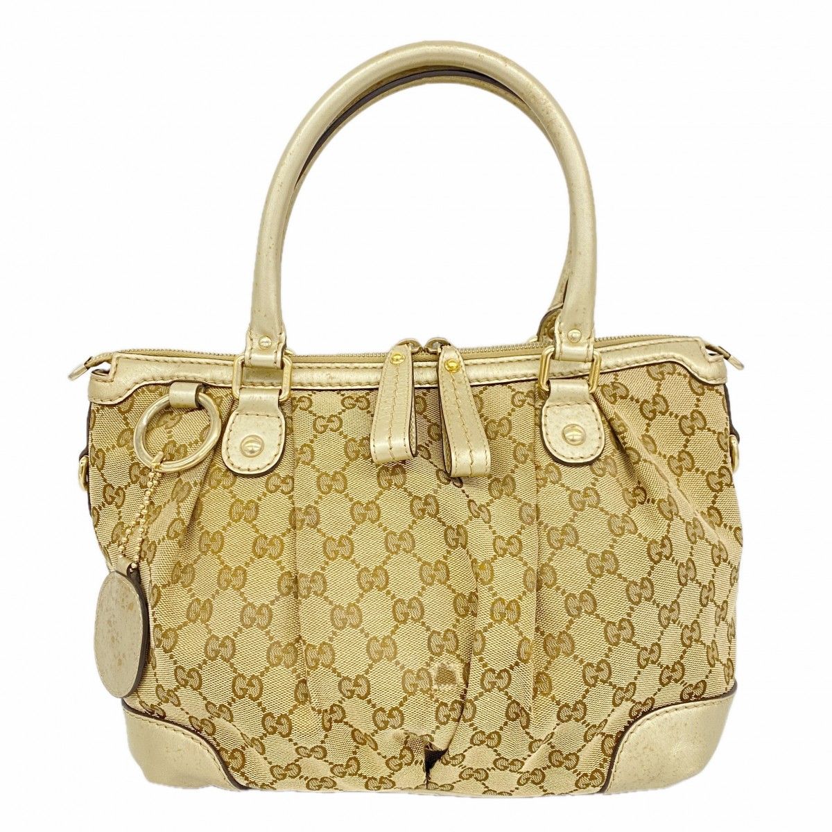 Gucci Tote GG Canvas Ski Brown Champagne Gold