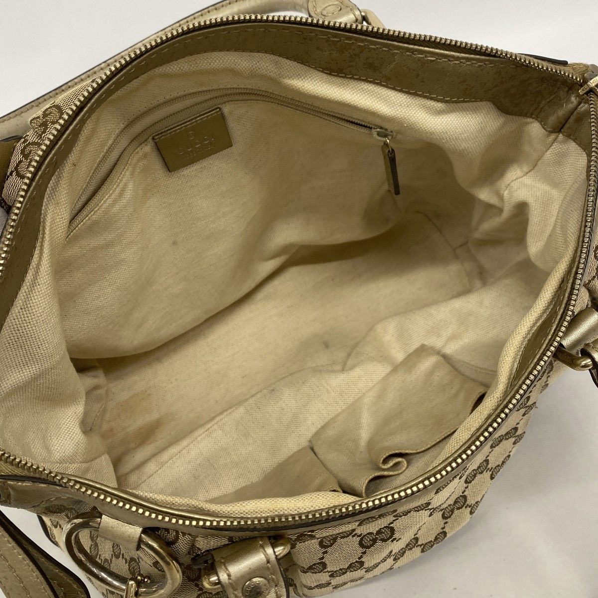 Gucci Tote GG Canvas Ski Brown Champagne Gold — view 4