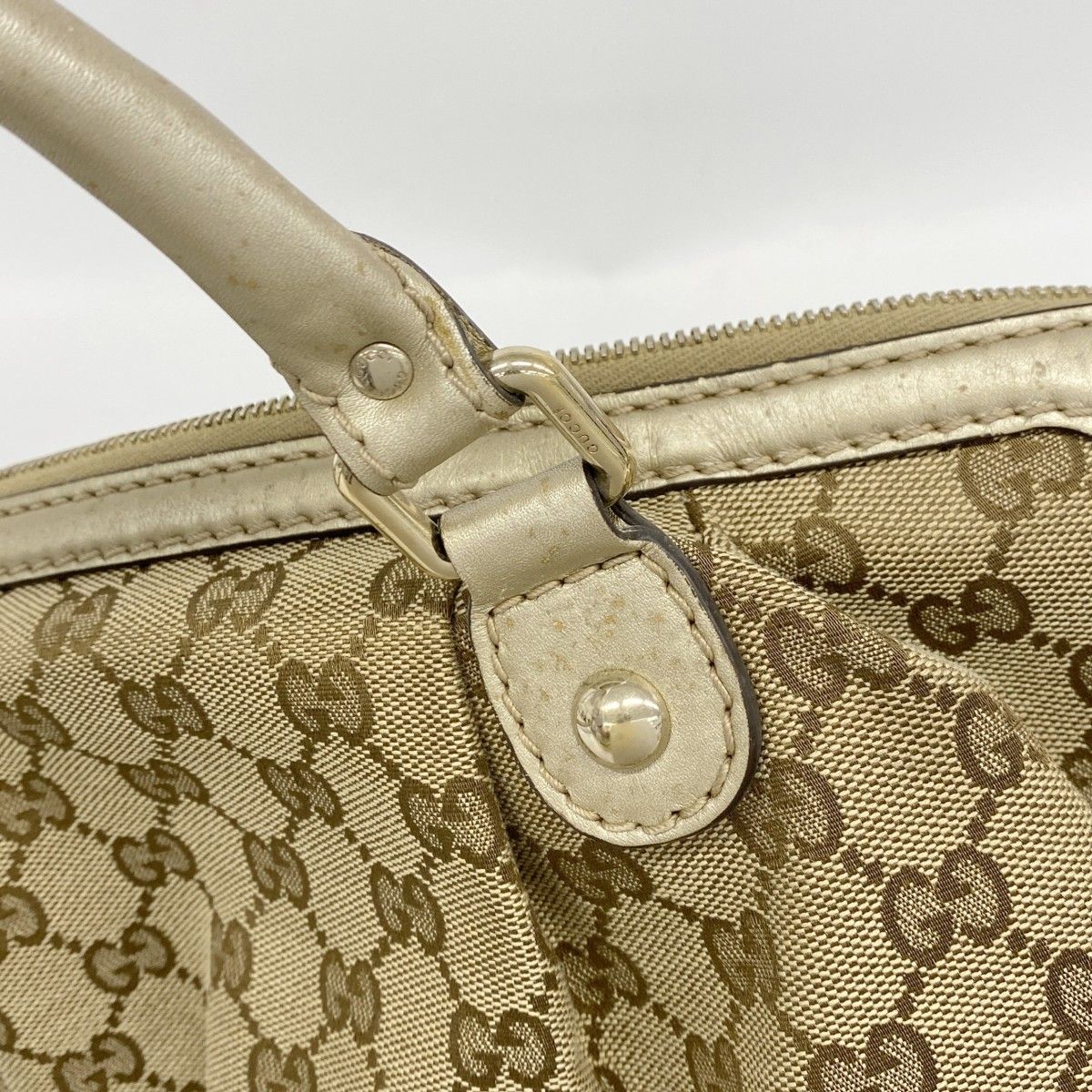 Gucci Tote GG Canvas Ski Brown Champagne Gold — view 9