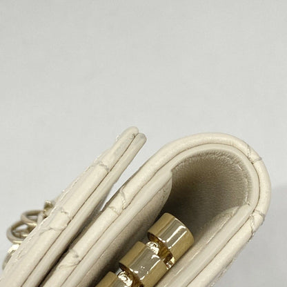 Dior Key Case Cannage Leather Ivory Champagne Gold Key Holder — view 7