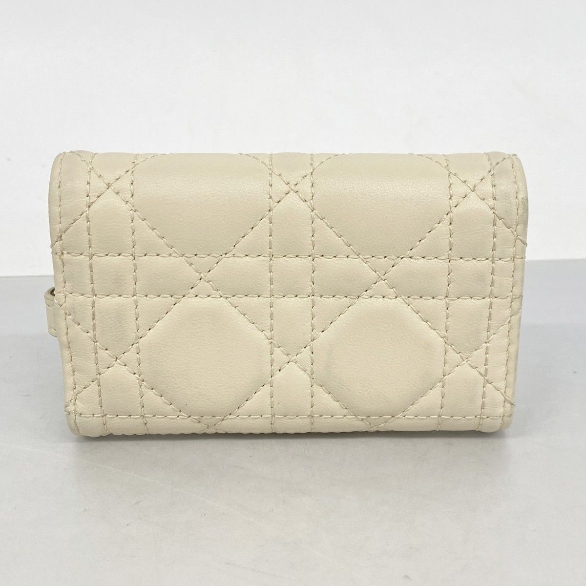 Dior Key Case Cannage Leather Ivory Champagne Gold Key Holder — view 8