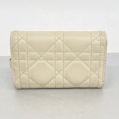 Dior Key Case Cannage Leather Ivory Champagne Gold Key Holder — view 8