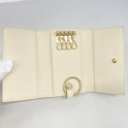 Dior Key Case Cannage Leather Ivory Champagne Gold Key Holder — view 3