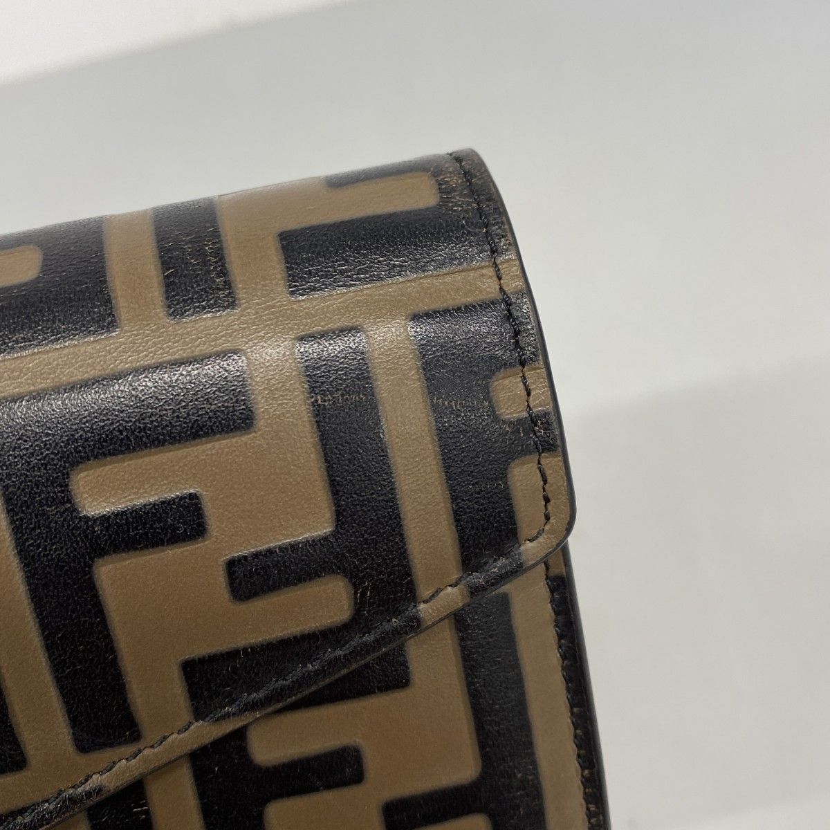 Fendi Wallet Zucca Leather Brown Black Gold — view 8