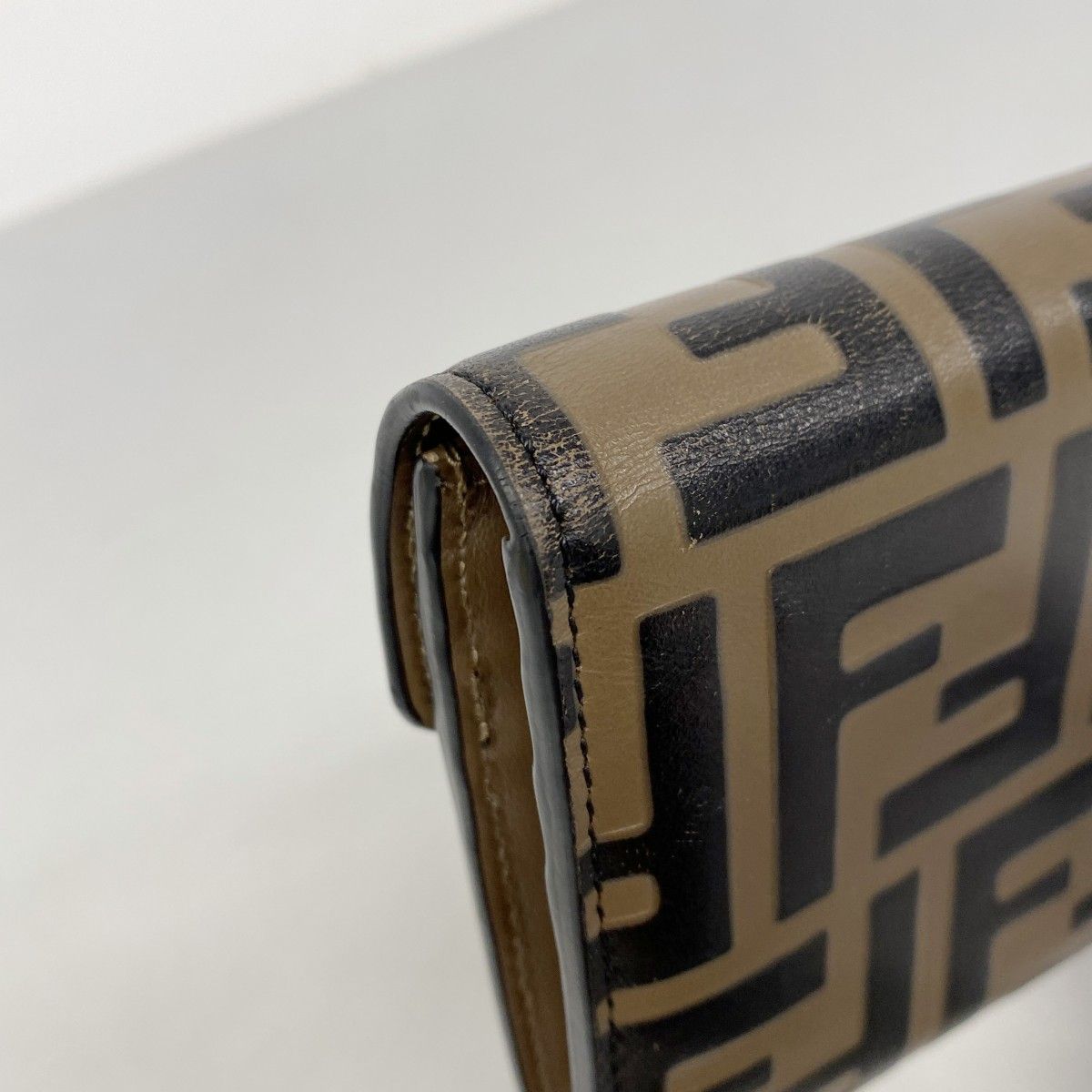 Fendi Wallet Zucca Leather Brown Black Gold — view 6