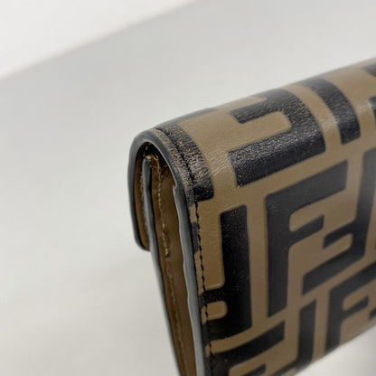 Fendi Wallet Zucca Leather Brown Black Gold — view 6