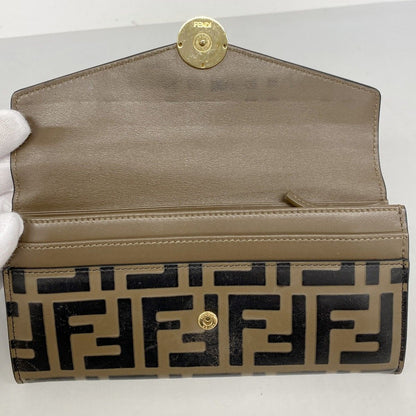 Fendi Wallet Zucca Leather Brown Black Gold — view 9