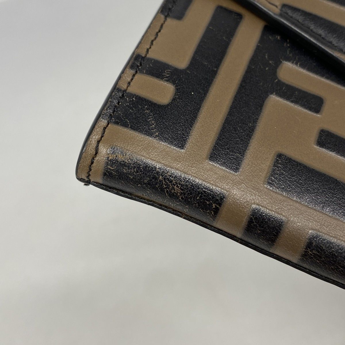 Fendi Wallet Zucca Leather Brown Black Gold — view 7