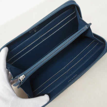 Chanel Wallet Caviar Leather Navy Silver — view 3