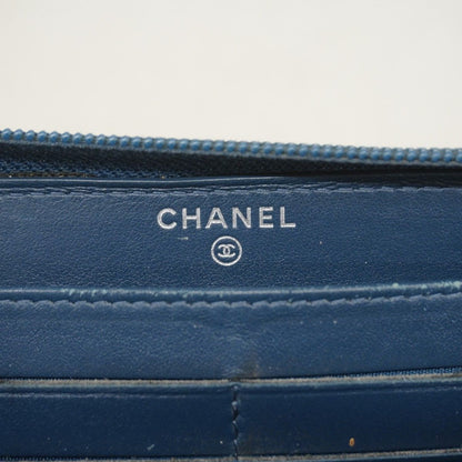 Chanel Wallet Caviar Leather Navy Silver — view 4