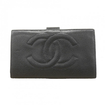 Chanel Wallet Caviar Leather Black Gold