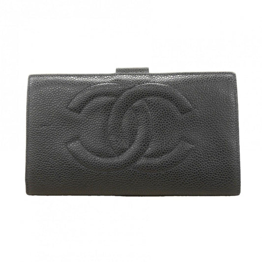 Chanel Wallet Caviar Leather Black Gold