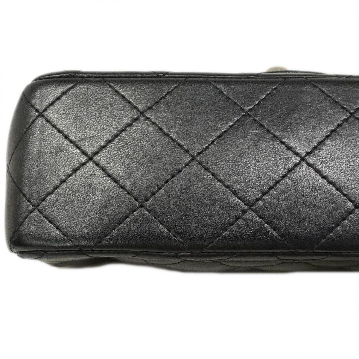 Chanel Shoulder Bag Mini Quilted Lambskin Black Silver — view 8