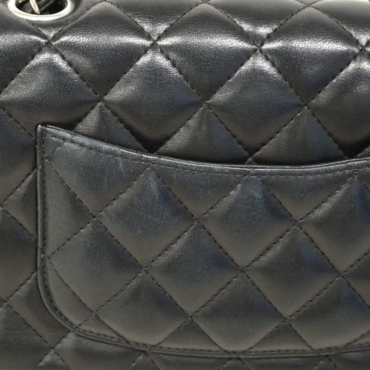 Chanel Shoulder Bag Mini Quilted Lambskin Black Silver — view 7