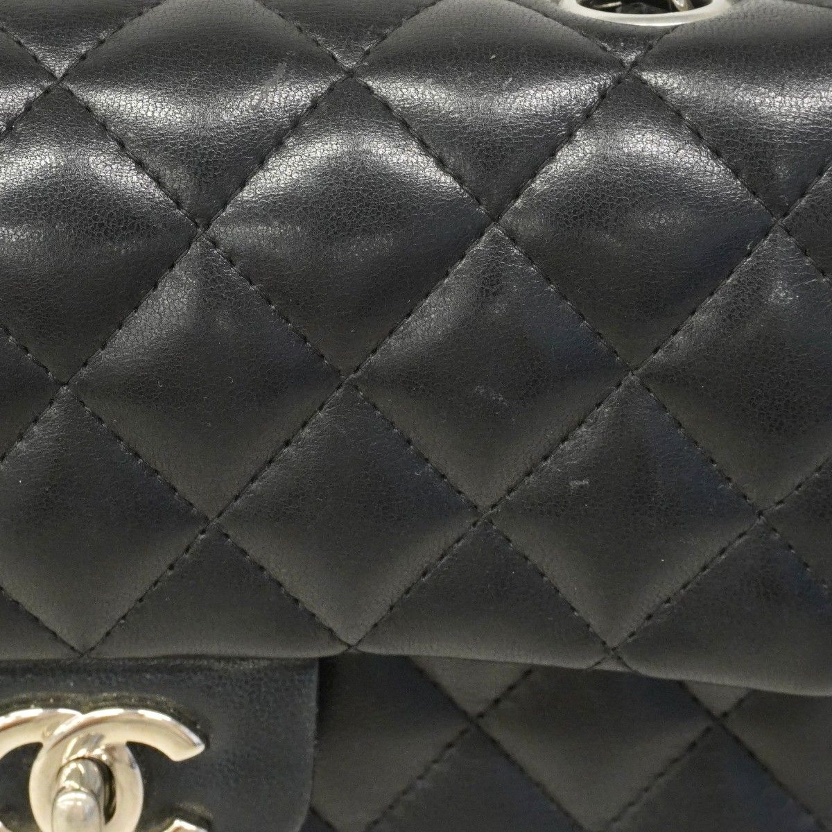 Chanel Shoulder Bag Mini Quilted Lambskin Black Silver — view 9