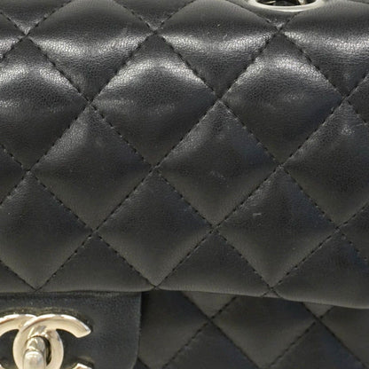 Chanel Shoulder Bag Mini Quilted Lambskin Black Silver — view 9