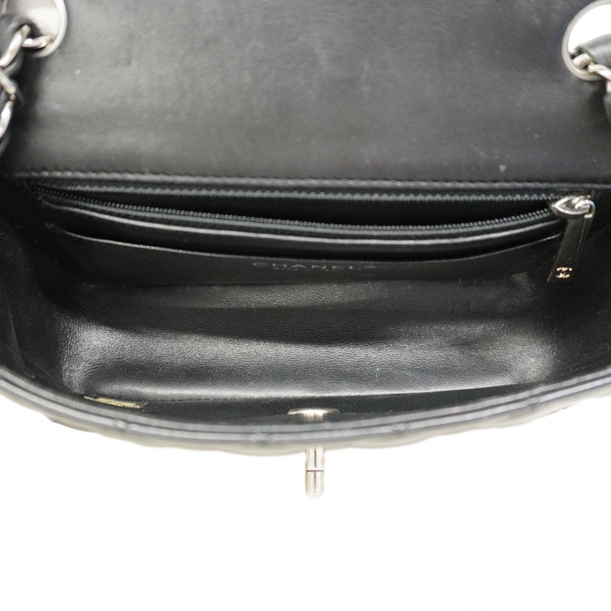 Chanel Shoulder Bag Mini Quilted Lambskin Black Silver — view 4