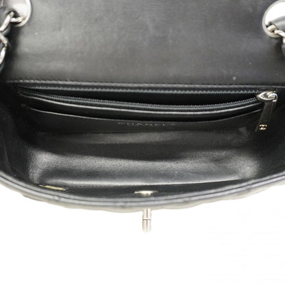 Chanel Shoulder Bag Mini Quilted Lambskin Black Silver — view 4
