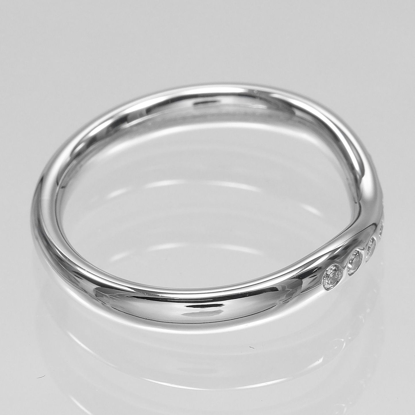 Tiffany & Co Curved Band Platinum Diamond Ring — view 8