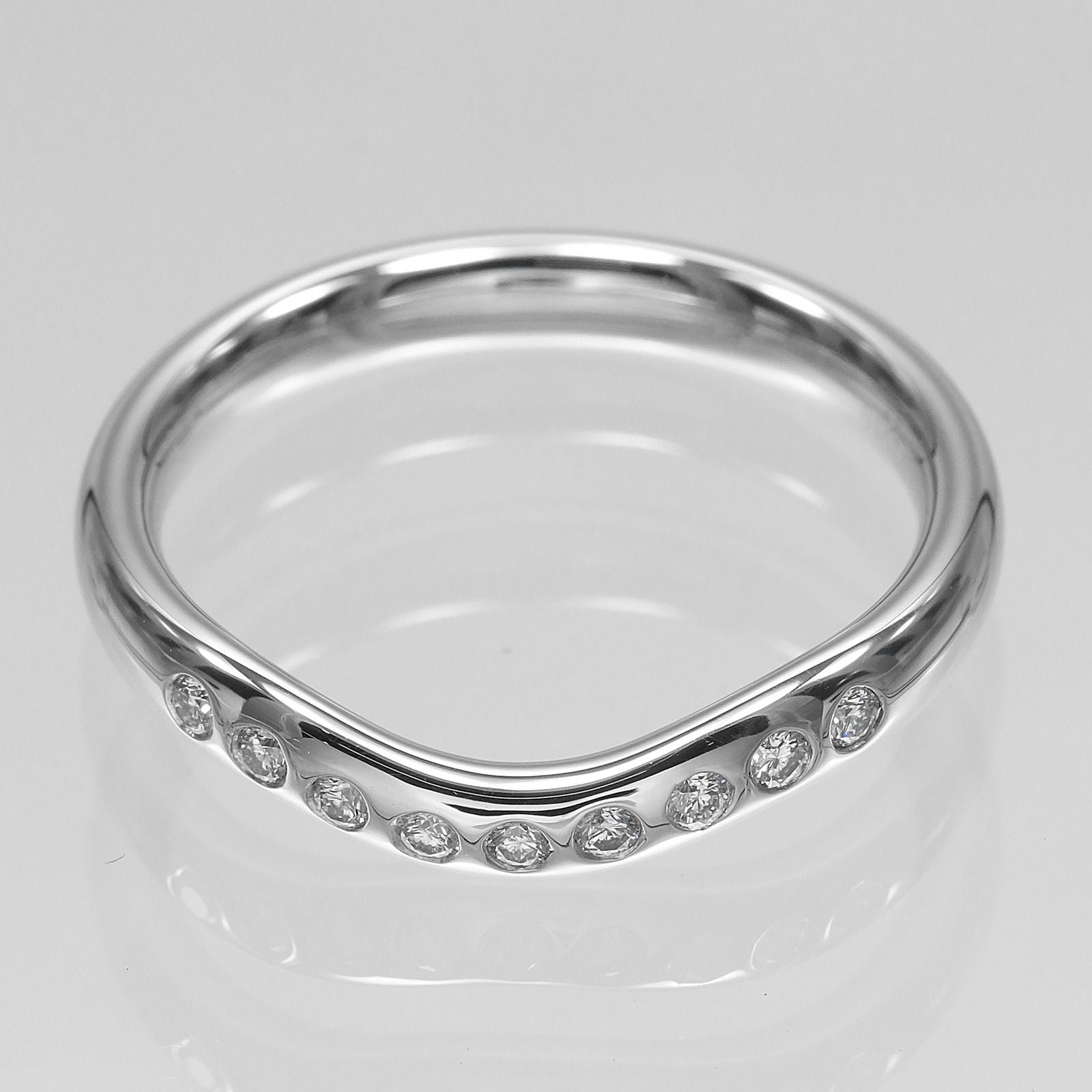 Tiffany & Co Curved Band Platinum Diamond Ring — view 6