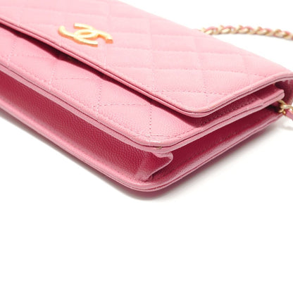 Chanel Shoulder Bag Caviar Leather Quilted Chain Wallet — view 6