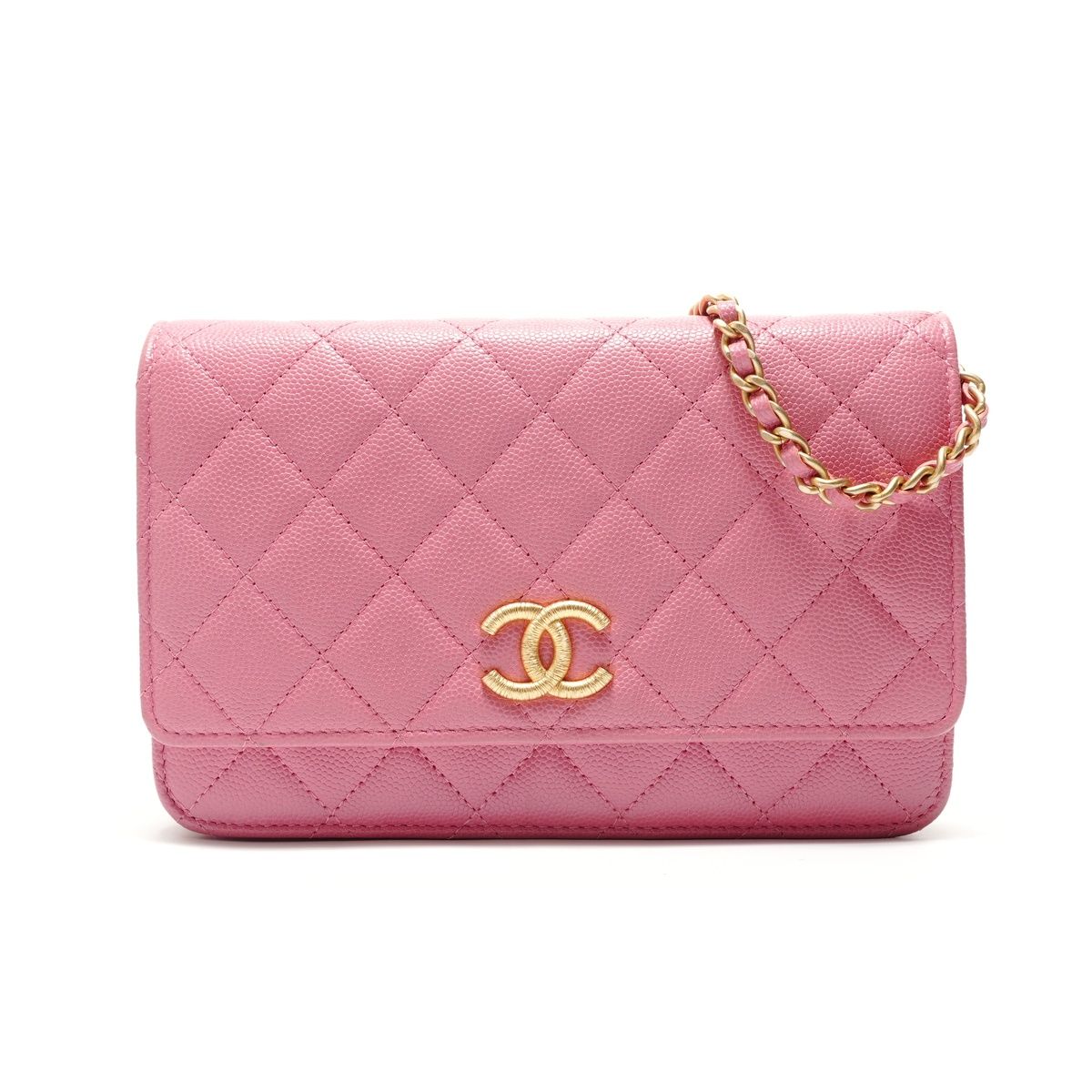 Chanel Shoulder Bag Caviar Leather Quilted Chain Wallet