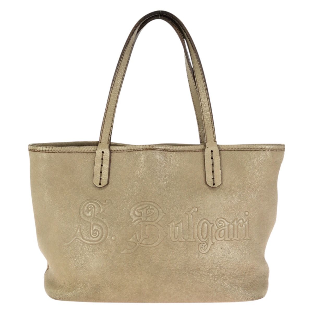 Bvlgari Collezione Beige Gold Leather Tote