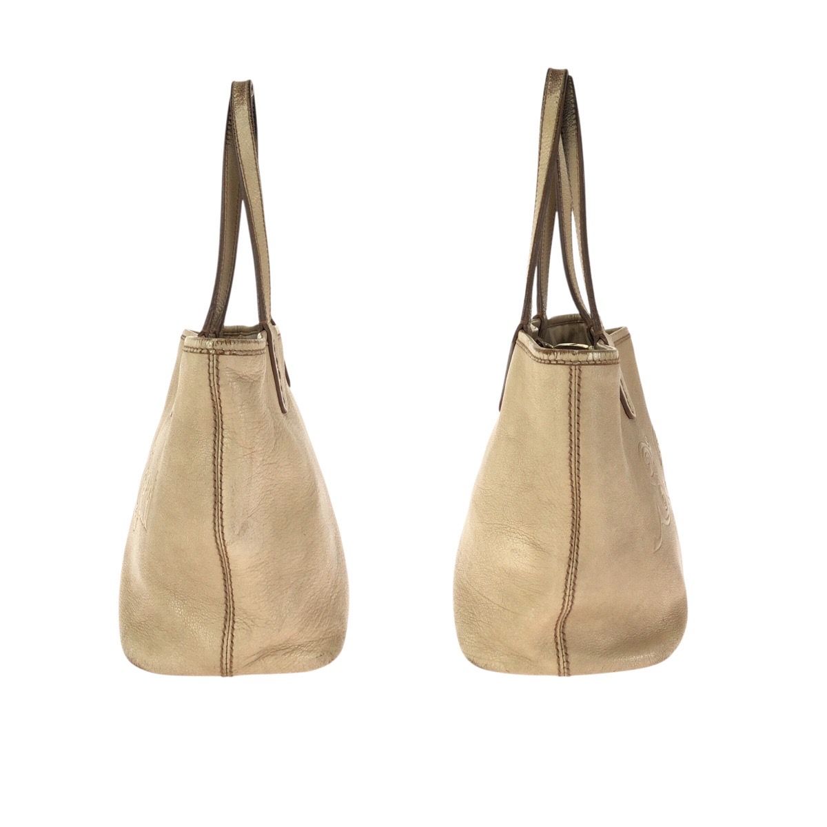 Bvlgari Collezione Beige Gold Leather Tote — view 8