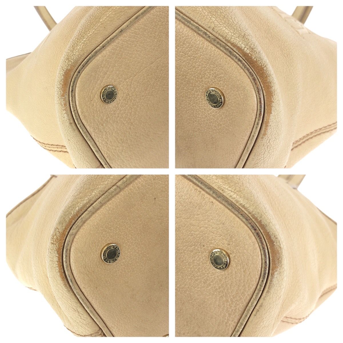 Bvlgari Collezione Beige Gold Leather Tote — view 3