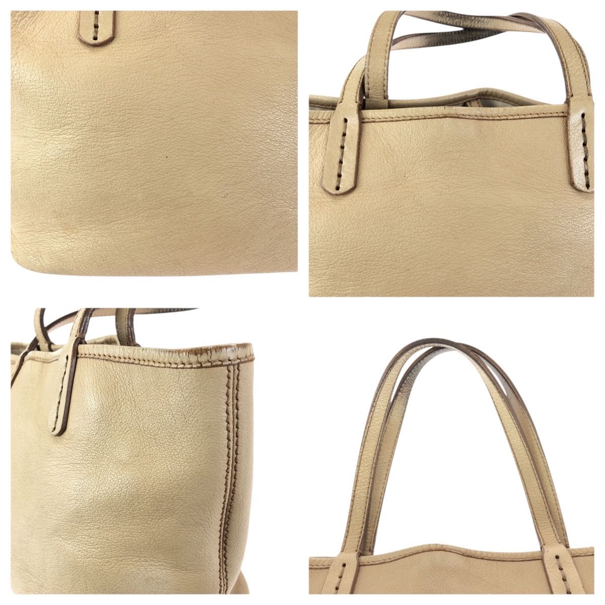 Bvlgari Collezione Beige Gold Leather Tote — view 6